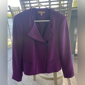 Ellen Tracy purple moto jacket full zip